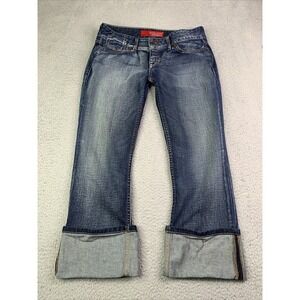 Guess Jeans Women Size 31 Roll Up Cuffed Denim Cotton Blend Low Rise Capri